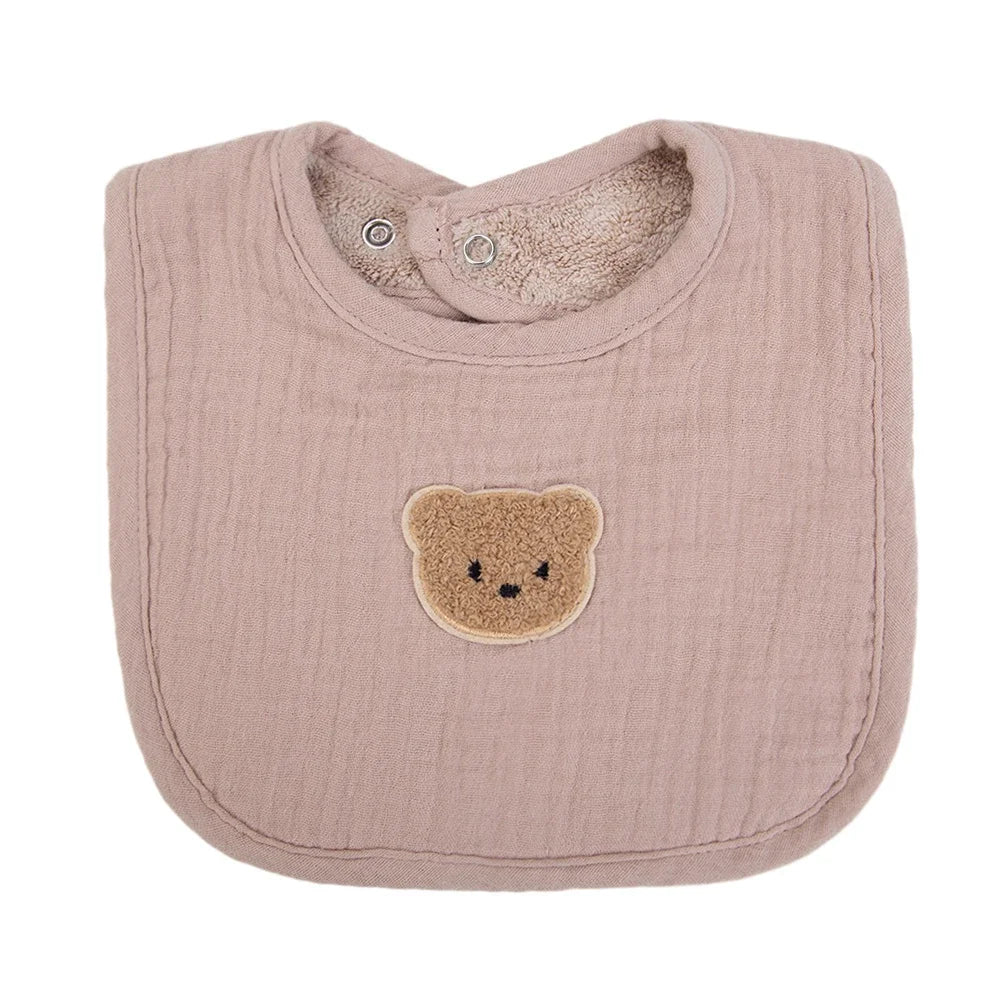 Cute Bear Cotton Baby Bibs Saliva Towel U-Absorbent Pockets Children Kids Boys Girls Feeding Burp Clothes