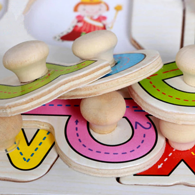 30cm Baby Toys Wooden Puzzle Hand Grab Board Educational Wood Puzzles for Kids Cartoon Animal Vehicle Child Gift