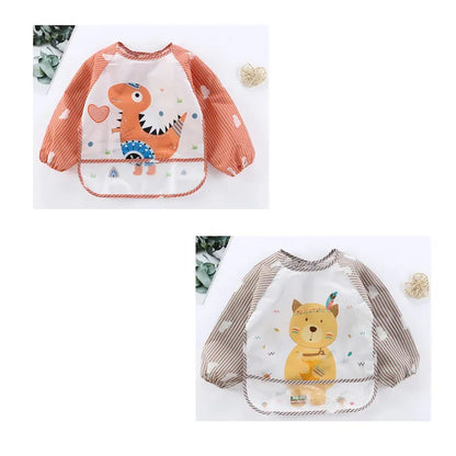 Waterproof EVA Full Sleeve Baby Bibs Children Apron Long Sleeve Feeding Smock Kids Eating Breastplate Infant Scarf Clothing