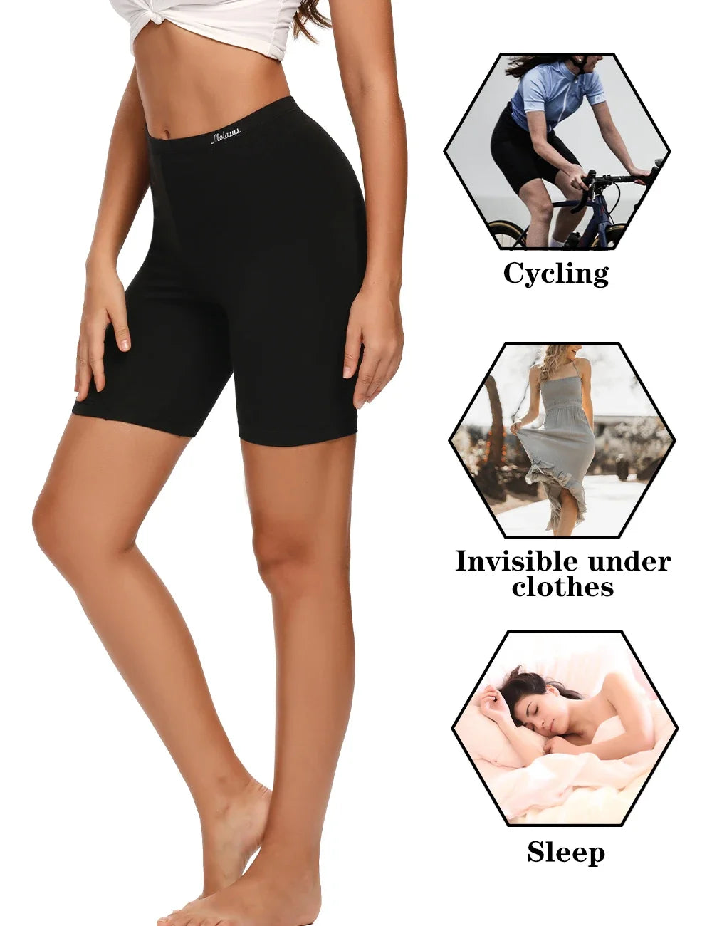 4PCS Women's Cotton Panties Biker Shorts Boxer Briefs Ladies Anti Chafing