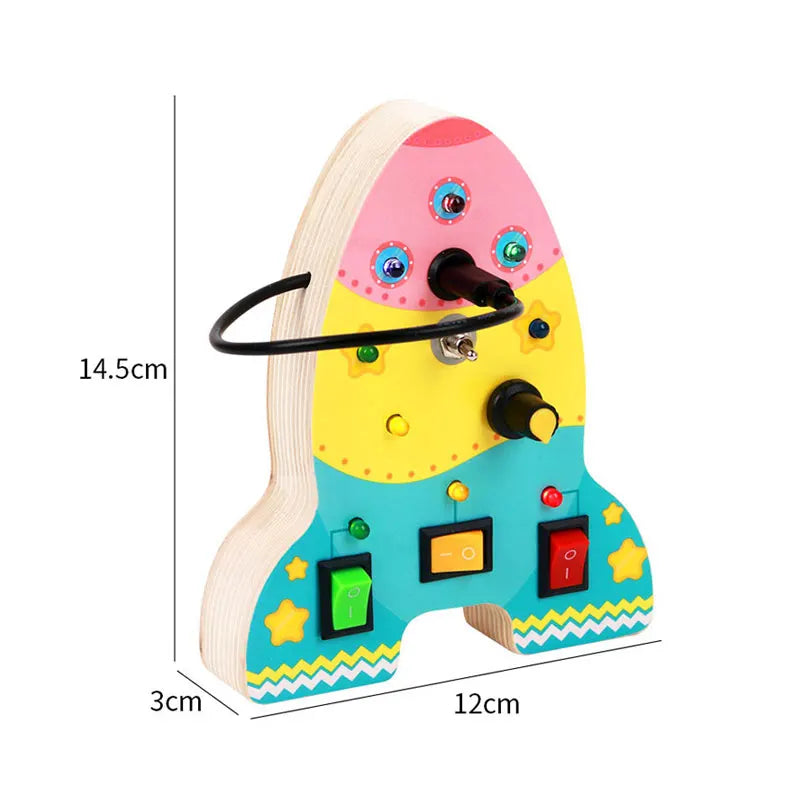 Montessori Busy Board LED Light Switc Toys Toddler Wooden Sensory Activitie Board Travel Toys Baby Switch Control Education Game