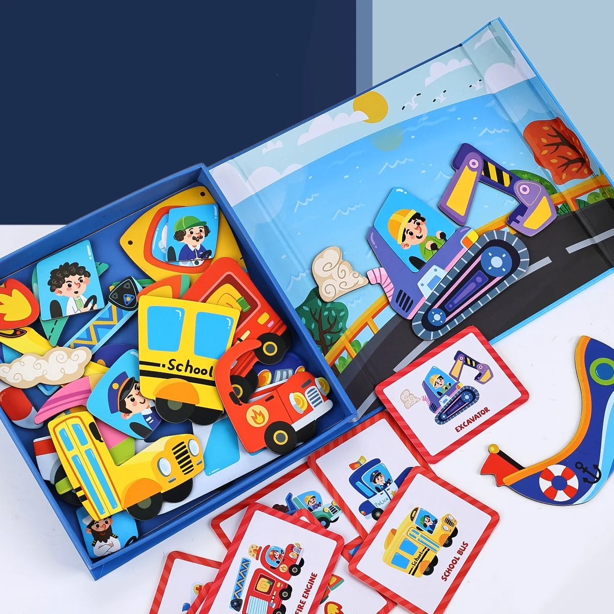Magnetic Dress-Up Puzzle Toy, Educational Travel Game with Character and Scene Sets for Kids Ages 3–6