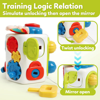 Busy Board Montessori Busy Cube Toys for Toddler Sensory Activities Early Educational Learning Travel Toys Gift for Kids