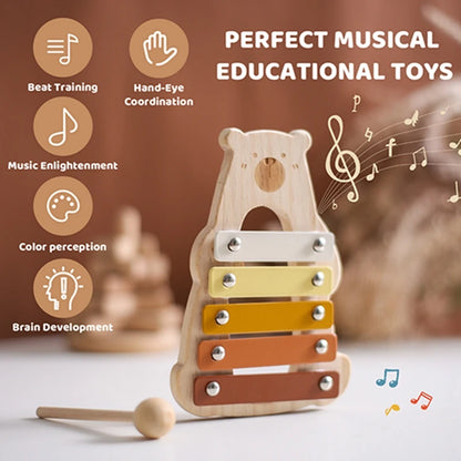 Baby Educational Toys Wooden Music instruments Montessori Children's Musical Toys Xylophone Newborn Music Table