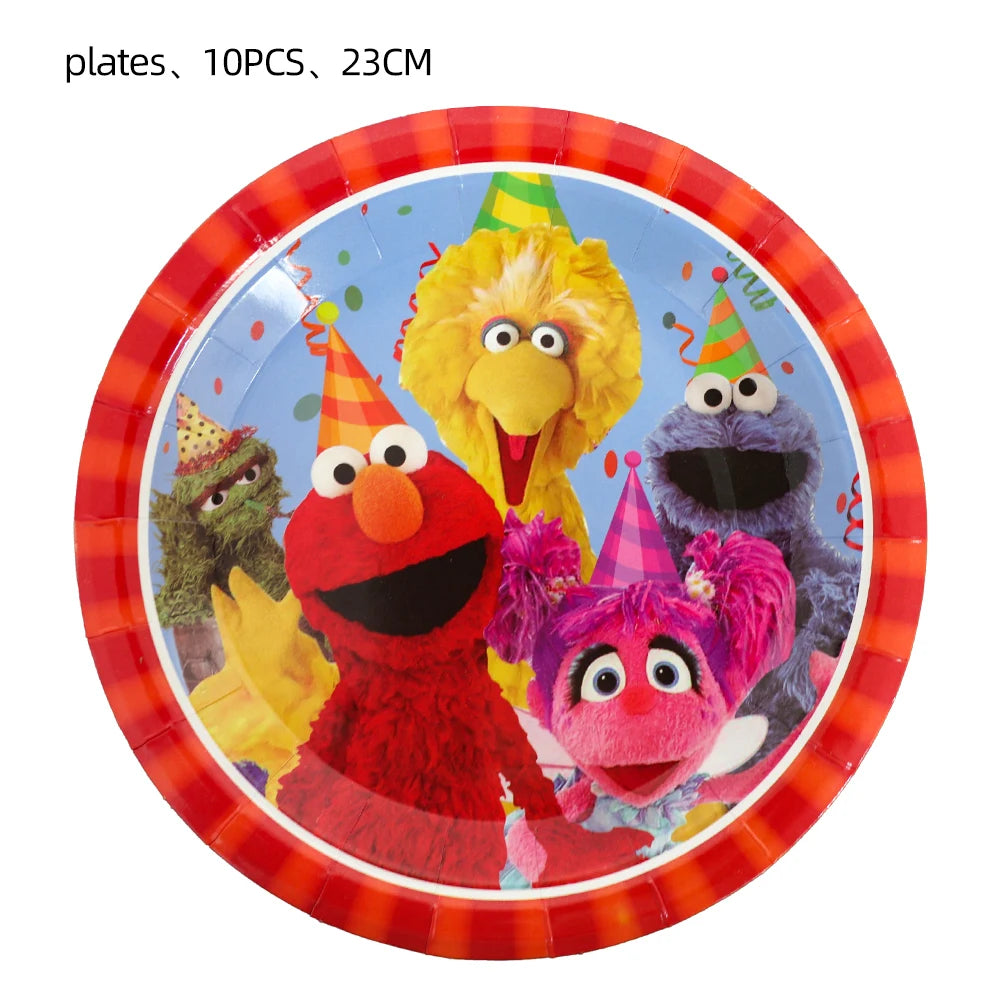 Cartoon Sesames Street Birthday Party Decorations Balloons Plate Cup Banner Tableware Set for Baby Shower Party Favors Kids Gift
