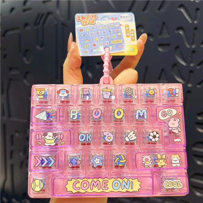 Hot Anime 26-Key Keyboard Keychain Stress Relief Fidget Toy Keyboard Button Finger Clicker Backpack Charms Christmas Gift