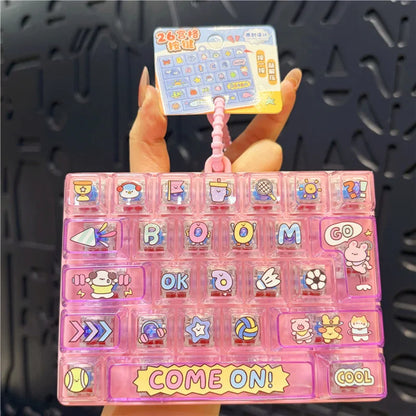 Hot Anime 26-Key Keyboard Keychain Stress Relief Fidget Toy Keyboard Button Finger Clicker Backpack Charms Christmas Gift