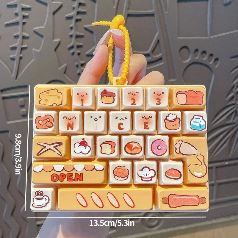 26-keycap Keyboard Keychain Button Clicker Decompression Toy Cartoon Anti Stress Keyboard Keychains Pendant Fidget Toys Gifts