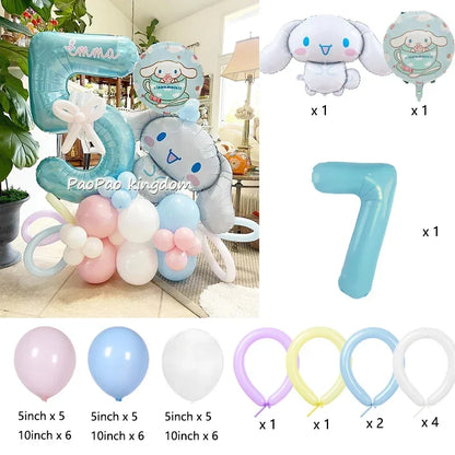 1 Set Cinnamoroll Foil Balloons for Birthday Party Decorations Baby Shower  Kids  Birthday Gift Macaron Latex Balloons Set