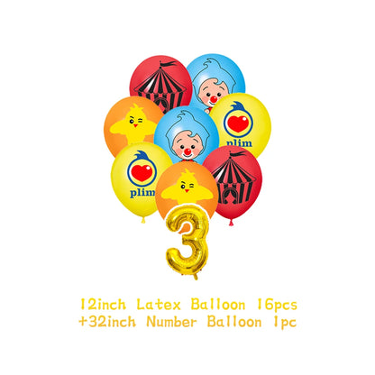 Cartoon Pliming Plims Theme Kids Birthday Party Decoration Background Supplies Balloon Set Cake Toppers Banner Backdrop Kid Gift