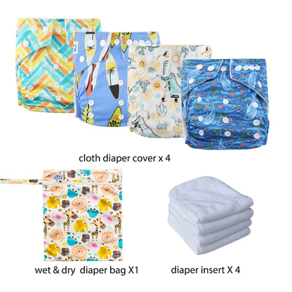 Babyland New Waterproof Baby Cloth Diaper Kit with Inserts & Wet Bags | Economical Washable Nappy System (0-36 Months)