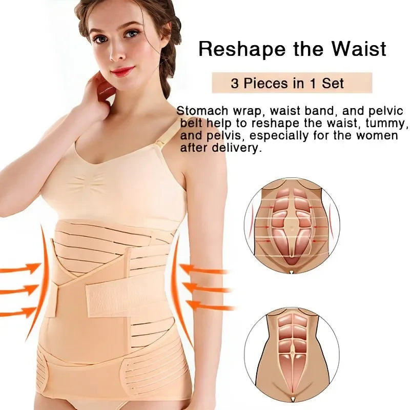 Postpartum Body Shaping Belt Set Women Tummy Control Three Comfortable Soft Breathable Trainer Recovery Body Shaper
