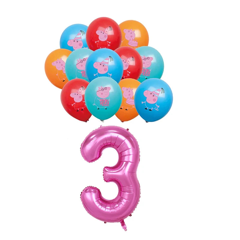 Peppa Pig Birthday Party Decorations Balloons Plate Cup Banner Tableware Set for Baby Shower George Page Party Favors Kids Gifts