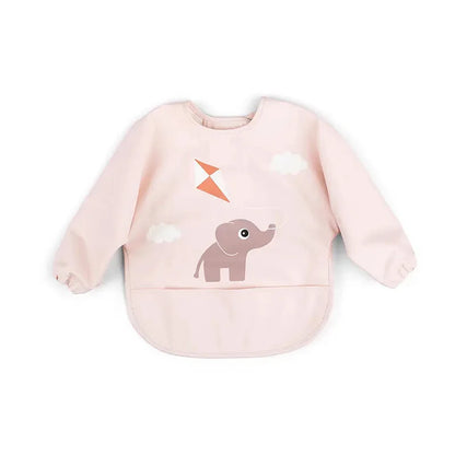 Baby Infant Eating Clothes PU Kids Smock Bib Long Sleeve Waterproof Food Pocket Easy to Clean