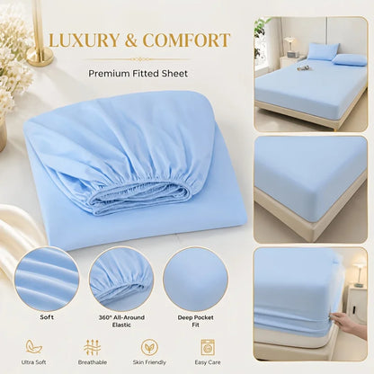 Ice Silk Cooling Fitted Sheet Set with Pillowcases Summer Breathable Mattress Cover Queen King Solid Non Slip Elastic Bed Sheets
