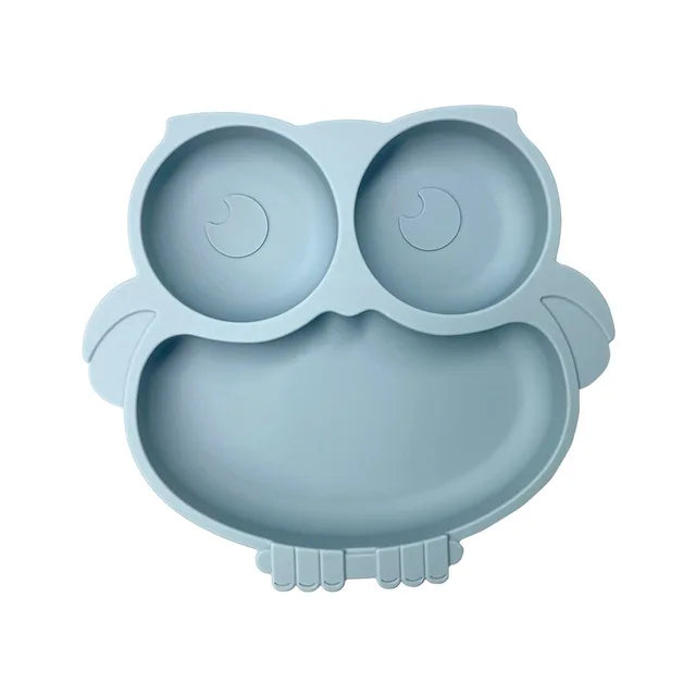 2023New Silicone Baby Sucker Dining Plate Solid Cute Cartoon Children Dishes Suction Toddler Training Tableware Kid Feeding Bowl