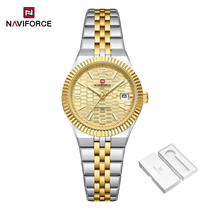 New NAVIFORCE Women 2026 Fashion Watch High Quality Waterproof Ladies Quartz WristWatches Female Steel Bracelet Romantic Clock