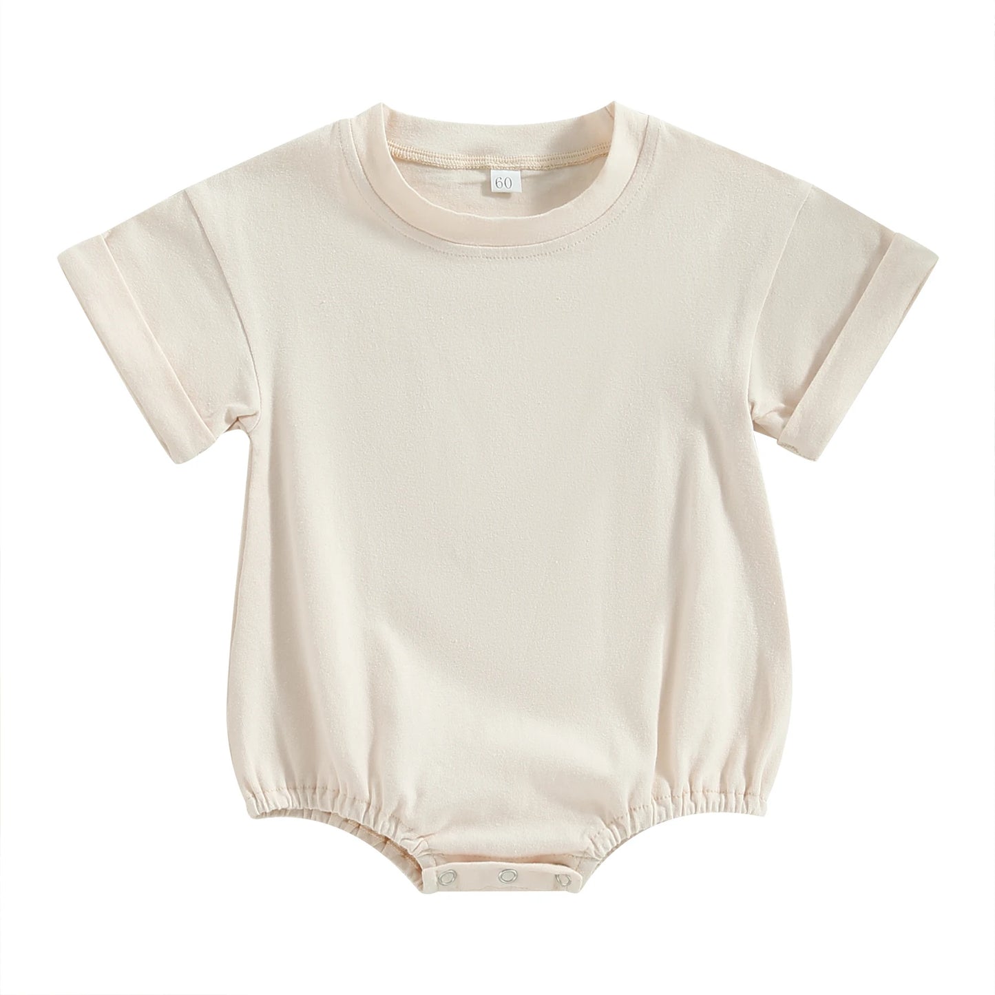 Baby Bodysuit Romper, Short Sleeve Solid Color Crewneck Pullover for Newborn Boys and Girls