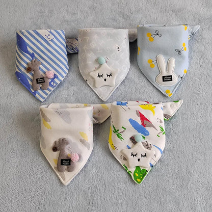 5Pcs/Set Newborn Baby Bibs Feeding Drool Bibs Cute Snap Button Soft Triangle Towel Cotton Baby Bibs