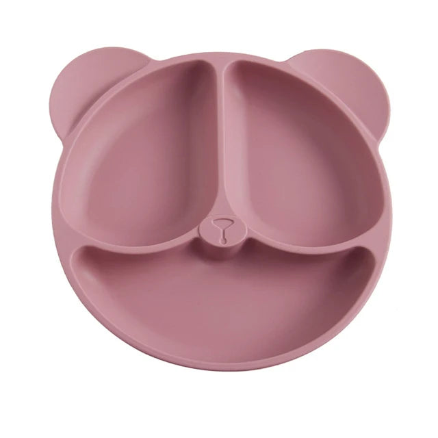 2023New Silicone Baby Sucker Dining Plate Solid Cute Cartoon Children Dishes Suction Toddler Training Tableware Kid Feeding Bowl