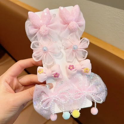 5/9Pcs/Set Cute Bows Hair Clips Hair Accessories For Girls Cartoon Animal Flower Hairpin Headdress Baby Hair Pins Birthday Gifts