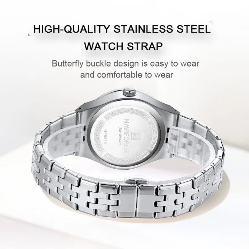 New NAVIFORCE Women 2026 Fashion Watch High Quality Waterproof Ladies Quartz WristWatches Female Steel Bracelet Romantic Clock