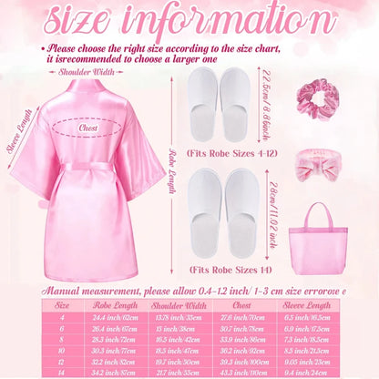 6-15Pcs Spa Party Robes for Girls Supplies Favors Kids Gowns Robe Soft Spa Headband Sleepover Birthday Party