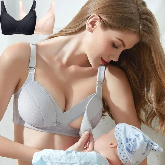 Front Button Maternity Nursing Bra Adjustable Cotton Wire Free