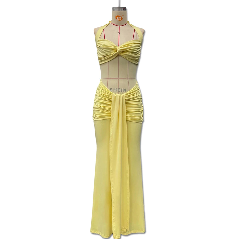 Fairy Maternity Photoshoot Halter Maxi Dress Backless Draped Gown Sleeveless Ruched Pregnancy Outfit Baby Shower Photo Clothes