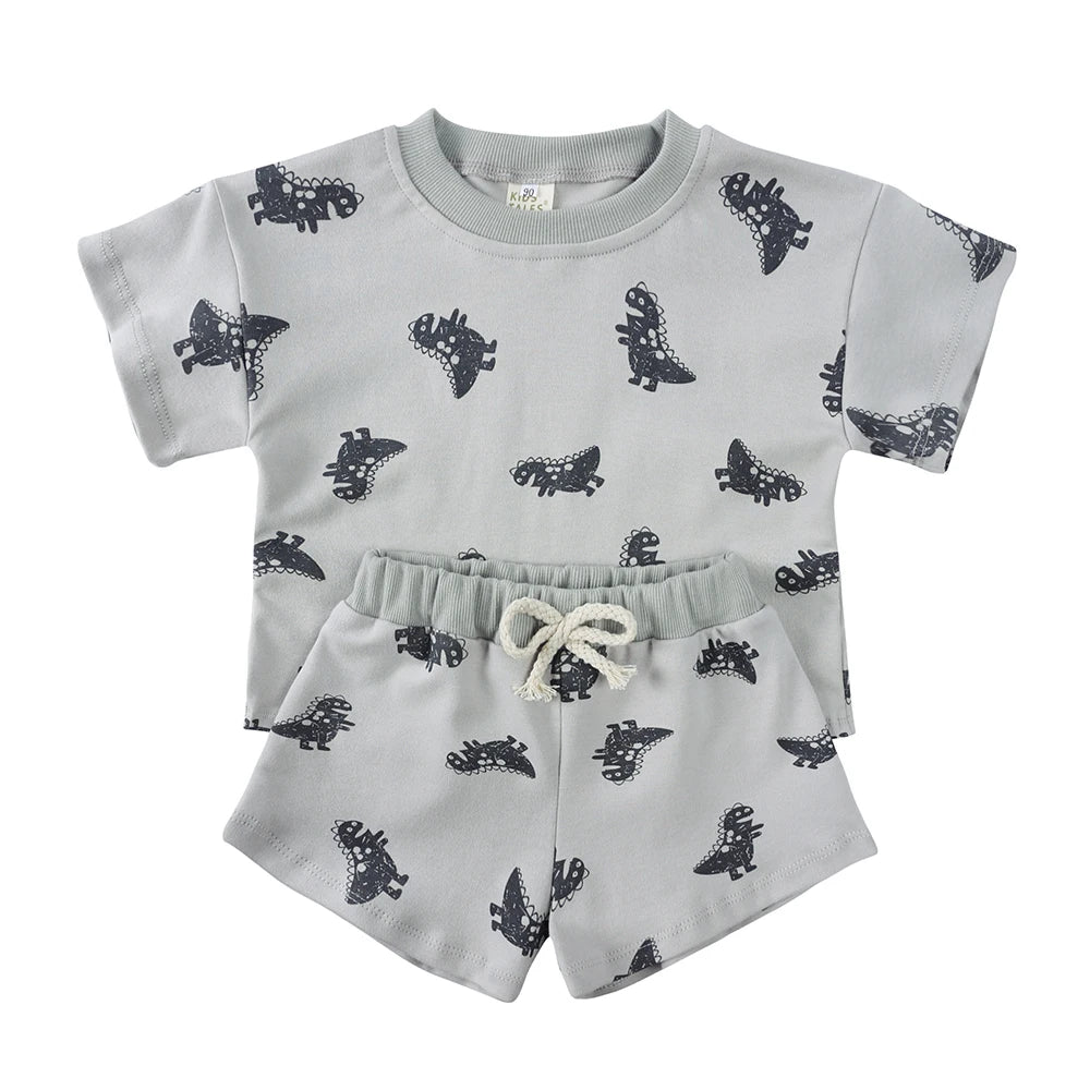 Kids Clothing Sets Children Clothes Set Girls & Boys Full Print Short Sets 100% Cotton Toddler Summer