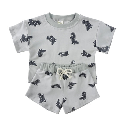 Kids Clothing Sets Children Clothes Set Girls & Boys Full Print Short Sets 100% Cotton Toddler Summer