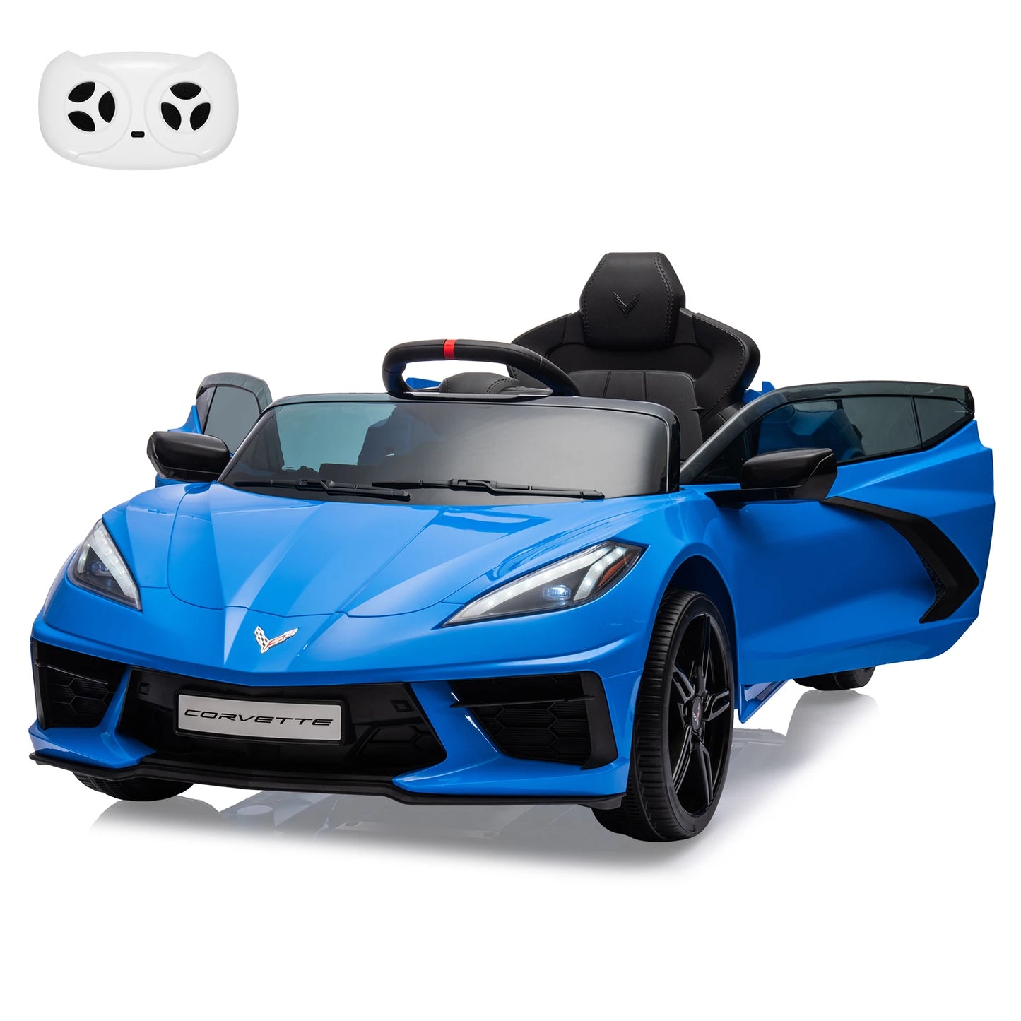 12V Kids Ride on Car Battery Powered Toddlers Electric Sports Car Toy with Remote Control,Visual Dashboard,LED Lights,Music 3-8Y