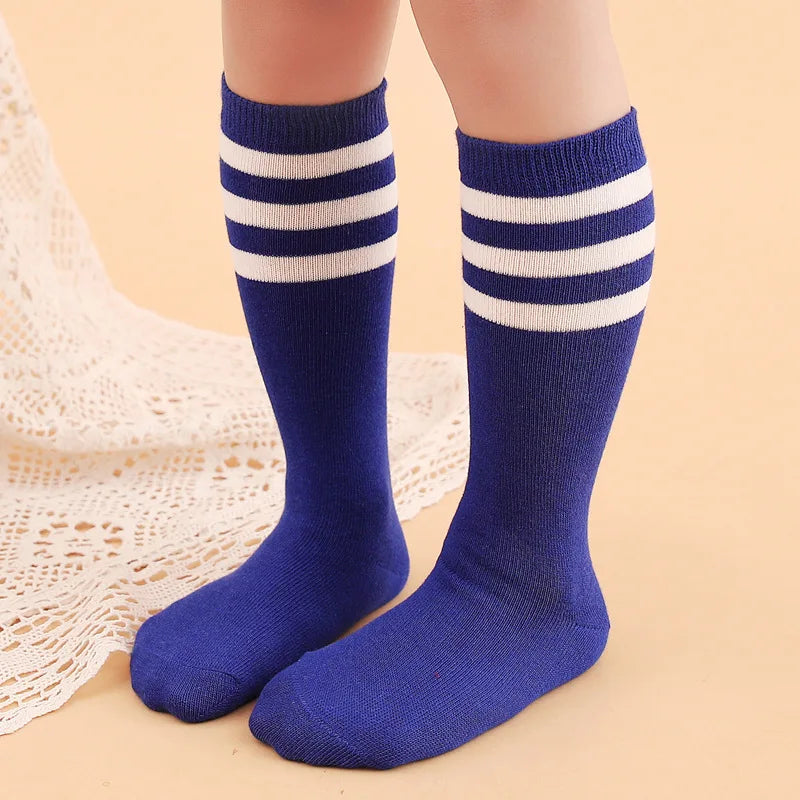 Boys Sports Sock Striped Children Cotton Socks Knee High Breathable Baby Stocking Kids School Uniform 0-7Years