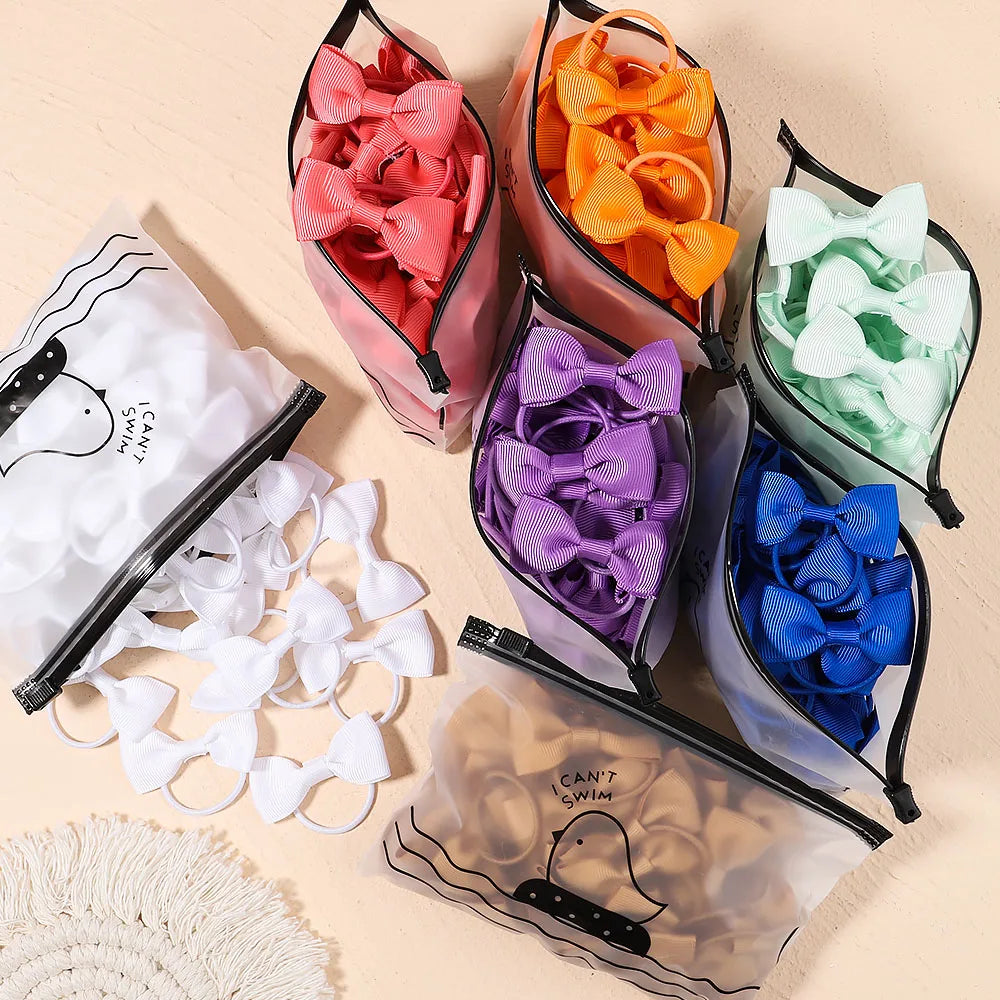 5/10/20Pcs/Lot Baby Bows Ribbon Hair Rubber for Girls Ties Elastic Hairbands Infants Pigtail Holders Hair Accessories Wholesale
