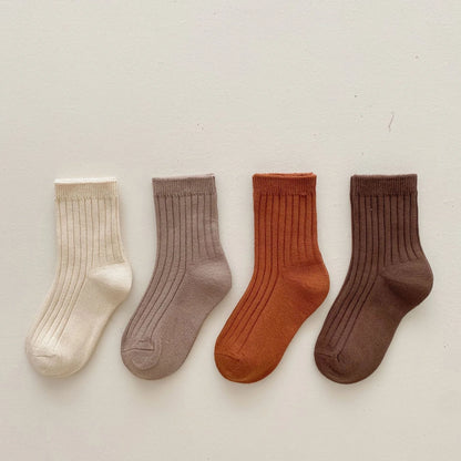 4 Pairs Cotton Kids Boys Girls Socks Children Baby Toddler Sport Socks School Students Spring Autumn Soft Fashion Mid Tube Socks