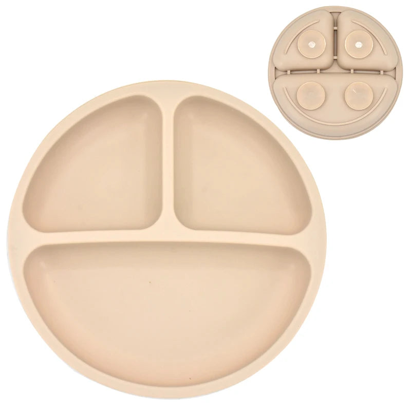 2023New Silicone Baby Sucker Dining Plate Solid Cute Cartoon Children Dishes Suction Toddler Training Tableware Kid Feeding Bowl