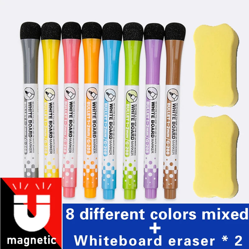 1 Set School Classroom Supplies Magnetic Erasable Whiteboard Pens