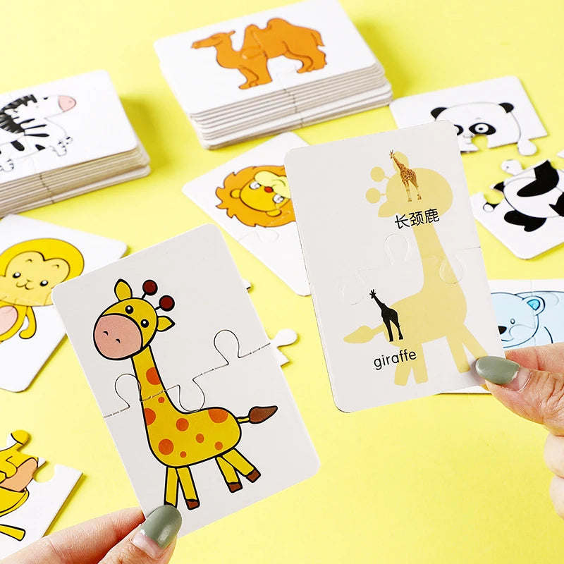Baby Puzzle Toys for Children Animals Fruit Truck Graph Card Matching Games Toys for Kids 1 2 3 Years Old Boys Girls