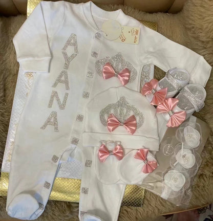 Onesie Baby Girl Crown Purple Home Coming Outfit Layette Jewels set Baptism Take Me Home Outfit Baby shower gift Newborn Gifts