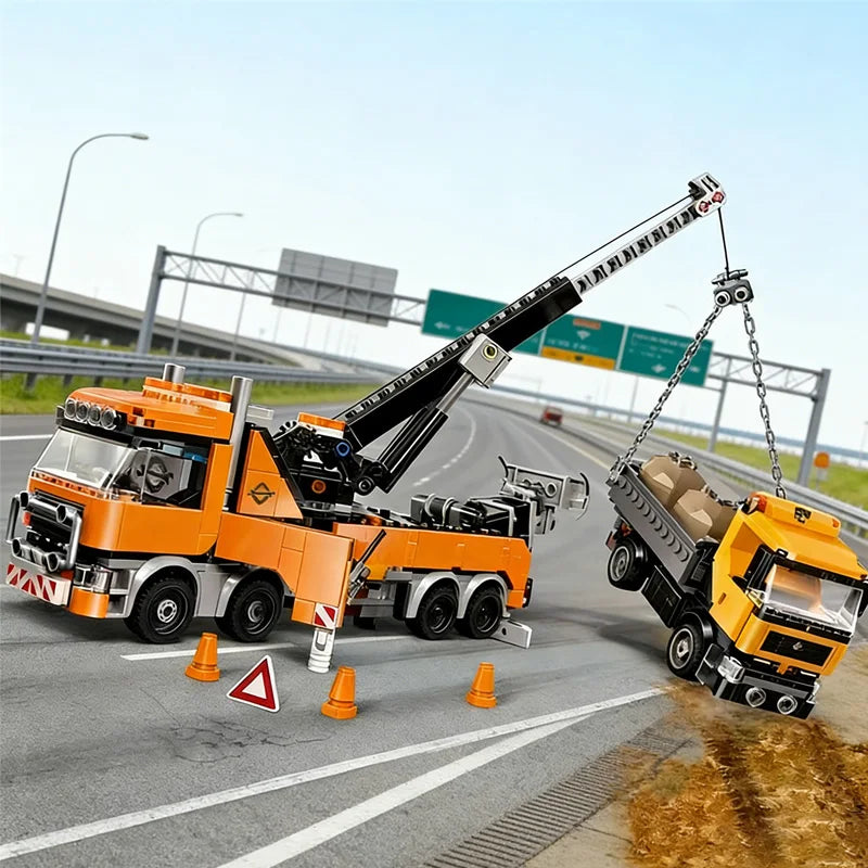 moc 60467 City Series Heavy Tower Crane Truck Model Building Block Set, Christmas and Halloween Gift