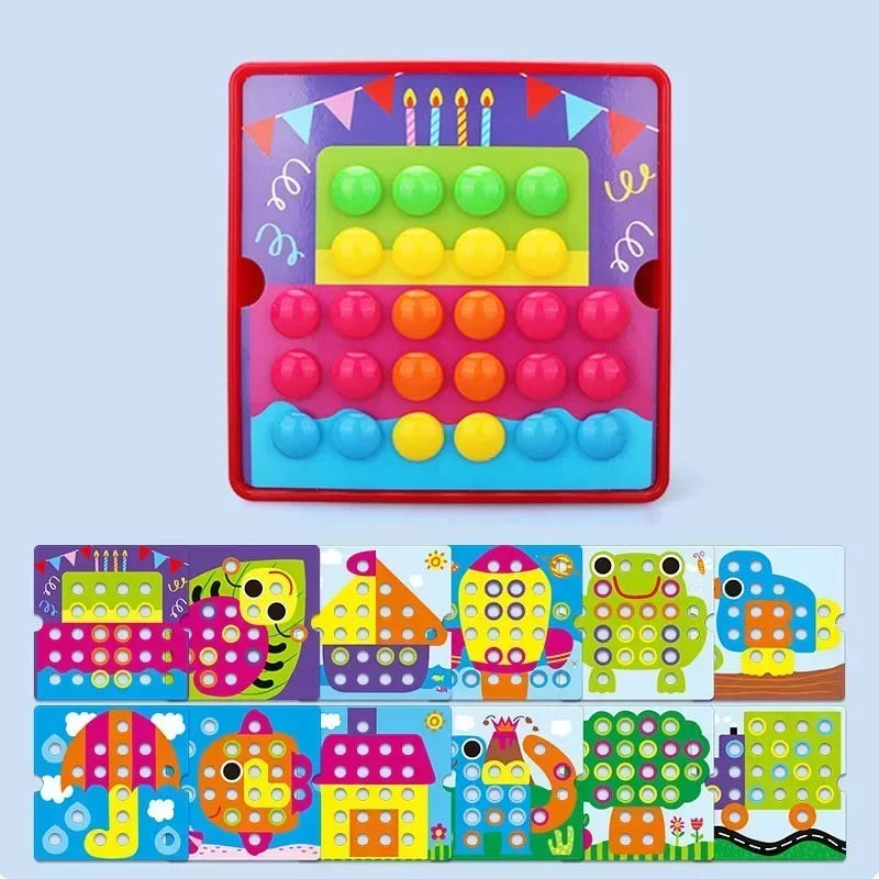 3D Mushroom Nail Puzzle Jigsaw Toys Baby Toys Cartoon Animal Puzzles Games Kids Early Educational Toys
