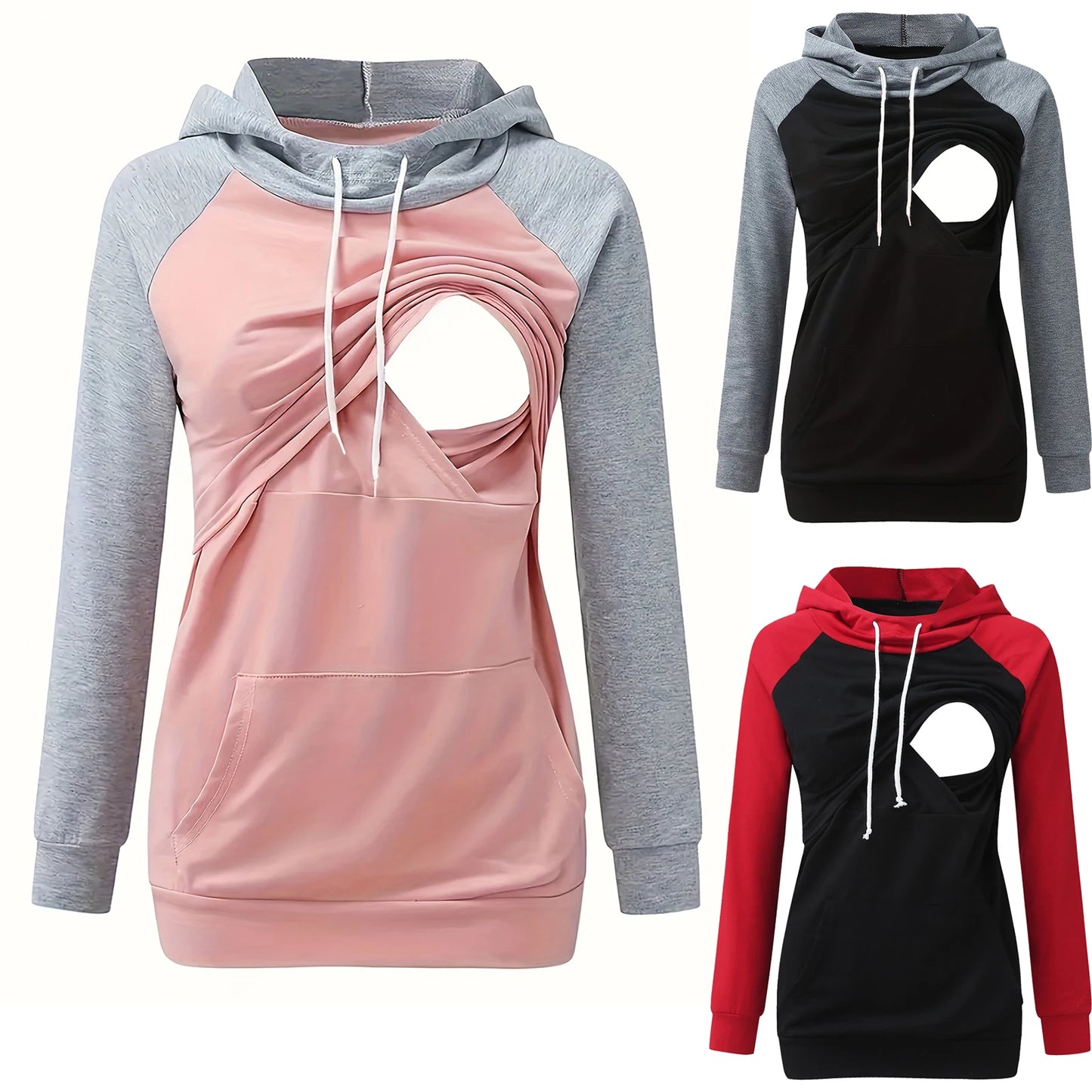 Women's Maternity Nursing Hoodie Sweatshirt Hoodies Long Sleeve Breastfeeding Pregnancy Pocket Clothes