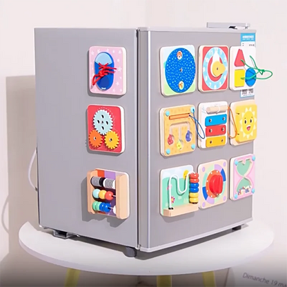 Baby Magnetic Sensory Busy Board Montessori Wooden Toy Simulation Switch Clock Shape Matching Fine Motor Skills Educational Toys