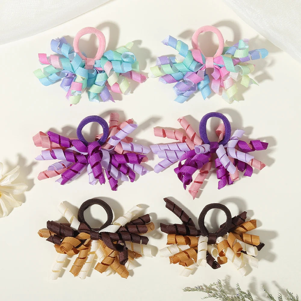 6Pcs Trendy Firework Hair Ties Rainbow Curly
