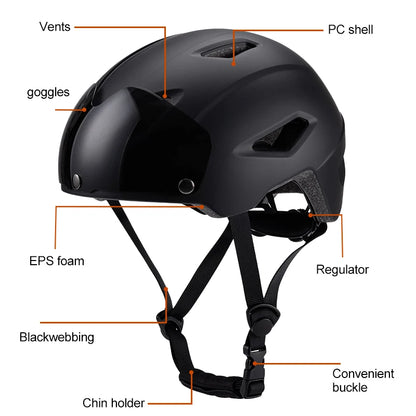 Children's Bike Helmet with Magnetic Goggles Lightweight Breathable Outdoor Sports Bike Skateboard Riding Mini Helmet