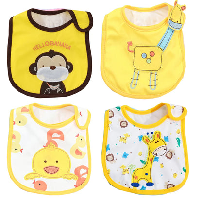 4pcs/set Baby Girl Boy Feeding Bibs Waterproof Apron Cartoon Towel Kids Toddler Dinner Burp Cloths