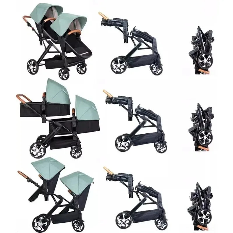 Foldable Twin stroller Lightweight New 2 in 1 baby trolley baby carriage with car seat Baby stroller for two children