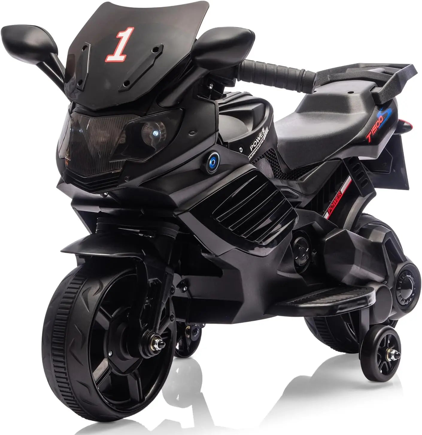 Kids Ride On Motorcycle, 6V Electric Motorcycle, w/Horn, Headlight, Music, Training Wheels, Ride On Toys for Kids Boys Girls