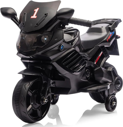 Kids Ride On Motorcycle, 6V Electric Motorcycle, w/Horn, Headlight, Music, Training Wheels, Ride On Toys for Kids Boys Girls