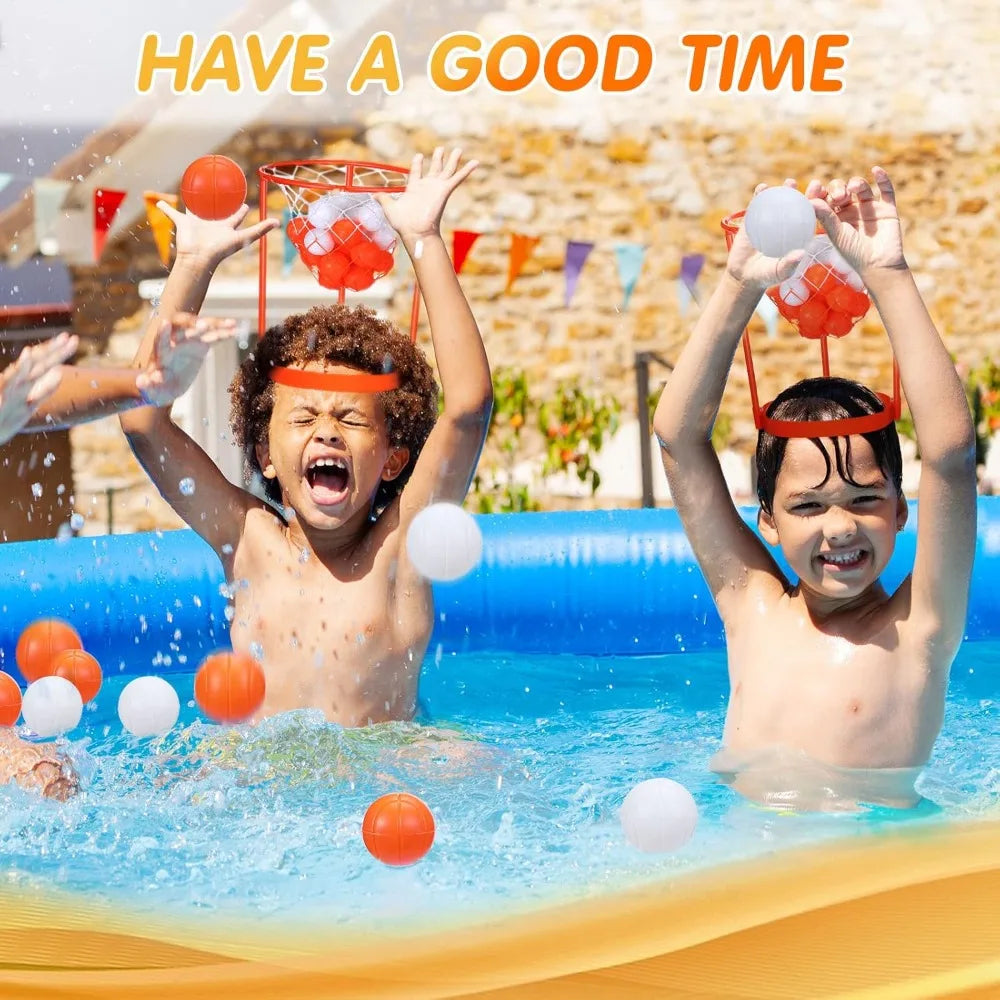 Head Hoop Basketball Party Game Set for Kid Adult Outdoor Sports Game Basket Net Headband with Balls for Birthday Christmas Gift